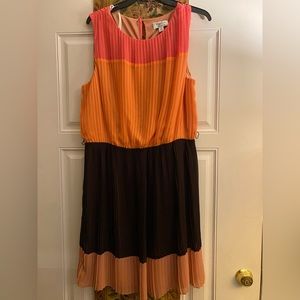 Pleated Color Block Dress